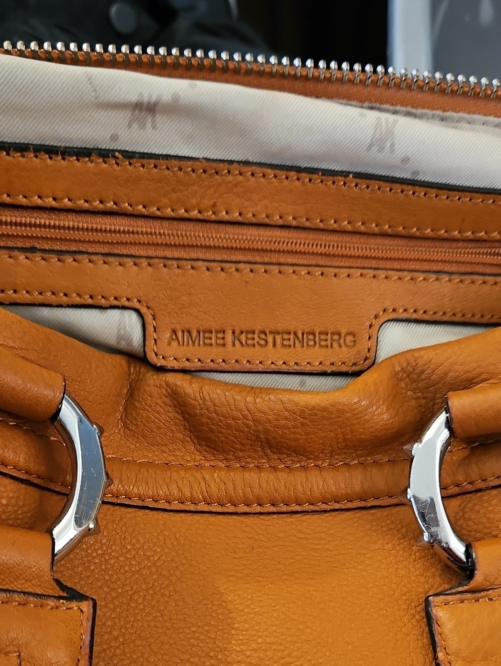 Aimee Kestenberg Caramel Leather Tote with Silver Hardware K2